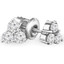 Round Cut Diamond Three-Stone Shared-Prong Stud Earrings with Screwbacks in White Gold - #C426H-W