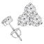 Round Cut Diamond Three-Stone Shared-Prong Stud Earrings with Screwbacks in White Gold - #C426H-W