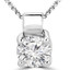Round Cut Diamond Solitaire 4-Prong Pendant Necklace with Chain in White Gold - #R730-W