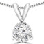 Round Cut Diamond Solitaire 3-Prong Pendant Necklace with Chain in White Gold - #R740-W