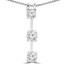 Round Cut Diamond Three-Stone 4-Prong Pendant Necklace with Chain in White Gold - #R753L-W