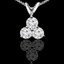 Round Cut Diamond Three-Stone Shared-Prong Pendant Necklace with Chain in White Gold - #C726-W