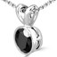 Round Cut Black Diamond Solitaire Bezel-Set Pendant Necklace with Chain in White Gold - #R720-W-BLK