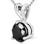 Round Cut Black Diamond Solitaire 3-Prong Pendant Necklace with Chain in White Gold - #R740-BLK-W