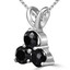 Round Cut Black Diamond Three-Stone Shared-Prong Pendant Necklace with Chain in White Gold - #C726-W-BLK