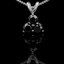 Round Cut Black Diamond Three-Stone Shared-Prong Pendant Necklace with Chain in White Gold - #C726-W-BLK