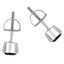 Round Cut Black Diamond Solitaire Bezel-Set Stud Earrings with Screwbacks in White Gold - #R447H-W-BLK