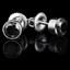 Round Cut Black Diamond Solitaire Bezel-Set Stud Earrings with Screwbacks in White Gold - #R447H-W-BLK