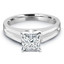 Princess Cut Diamond Solitaire Split Shank V-Prong Engagement Ring in White Gold - #210LP-W