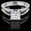 Princess Cut Diamond Solitaire Split Shank V-Prong Engagement Ring in White Gold - #210LP-W