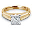 Princess Cut Diamond Solitaire Split Shank V-Prong Engagement Ring in Yellow Gold - #210LP-Y