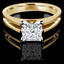 Princess Cut Diamond Solitaire Split Shank V-Prong Engagement Ring in Yellow Gold - #210LP-Y