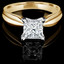 Princess Cut Diamond Solitaire Tapered Shank V-Prong Engagement Ring in Yellow Gold - #714LP-Y