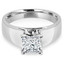 Princess Cut Diamond Solitaire Wide Shank Cathedral Set 4-Prong Engagement Ring in White Gold - #954LP-W