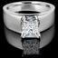 Princess Cut Diamond Solitaire Wide Shank Cathedral Set 4-Prong Engagement Ring in White Gold - #954LP-W
