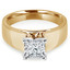 Princess Cut Diamond Solitaire Wide Shank Cathedral Set 4-Prong Engagement Ring in Yellow Gold - #954LP-Y