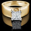 Princess Cut Diamond Solitaire Wide Shank Cathedral Set 4-Prong Engagement Ring in Yellow Gold - #954LP-Y