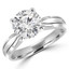 Round Cut Diamond Solitaire Tapered Shank V-Prong Engagement Ring in White Gold - #714L-W