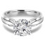 Round Cut Diamond Solitaire Tapered Shank V-Prong Engagement Ring in White Gold - #714L-W