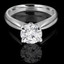 Round Cut Diamond Solitaire Tapered Shank V-Prong Engagement Ring in White Gold - #714L-W