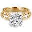 Round Cut Diamond Solitaire Tapered Shank V-Prong Engagement Ring in Yellow Gold - #714L-Y