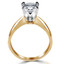 Round Cut Diamond Solitaire Tapered Shank V-Prong Engagement Ring in Yellow Gold - #714L-Y