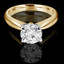 Round Cut Diamond Solitaire Tapered Shank V-Prong Engagement Ring in Yellow Gold - #714L-Y