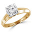 Round Cut Diamond Solitaire 4-Prong Knife-Edge Engagement Ring in Yellow Gold - #1535L-Y