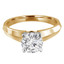 Round Cut Diamond Solitaire 4-Prong Knife-Edge Engagement Ring in Yellow Gold - #1535L-Y