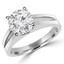 Round Cut Diamond Solitaire Split Shank 4-Prong Engagement Ring in White Gold - #210L-W