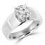 Round Cut Diamond Solitaire Wide Shank Cathedral Set 4-Prong Engagement Ring in White Gold - #954L-W
