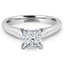 Princess Cut Diamond Solitaire V-Prong Cathedral-Set Engagement Ring in White Gold - #1244LP-W