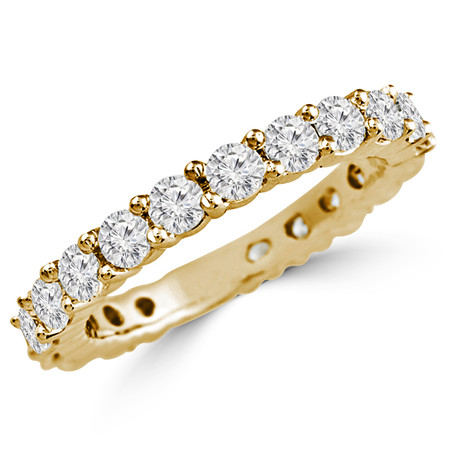 Round Cut Diamond Full-Eternity Shared-Prong Diamond Wedding Band Ring in Yellow Gold - #HR6950-Y