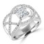 Princess Cut Diamond Multi-Stone 4-Prong Infinity Engagement Ring with Round Diamond Accents in White Gold - #HR6537-W
