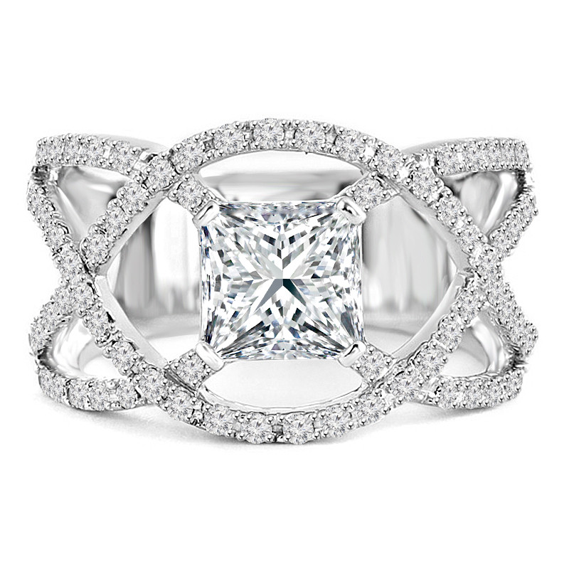 Princess Cut Infinity Engagement Ring Bijoux Majesty