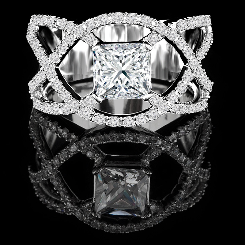Princess Cut Infinity Engagement Ring Bijoux Majesty