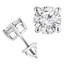 Round Cut Diamond Solitaire 4-Prong Stud Earrings with Screwbacks in White Gold - #R418-W