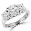 Round Cut Diamond Three-Stone 4-Prong Engagement Ring in White Gold - #871L-872L-873L-W