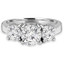 Round Cut Diamond Three-Stone 4-Prong Engagement Ring in White Gold - #871L-872L-873L-W