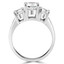 Round Cut Diamond Three-Stone 4-Prong Engagement Ring in White Gold - #871L-872L-873L-W