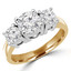 Round Cut Diamond Three-Stone 4-Prong Engagement Ring in Yellow Gold - #871L-872L-873L-Y