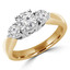 Round Cut Diamond Three-Stone 4-Prong Trellis-Set Engagement Ring in Yellow Gold - #1596/97/98/L-Y