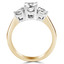 Round Cut Diamond Three-Stone 4-Prong Trellis-Set Engagement Ring in Yellow Gold - #1596/97/98/L-Y