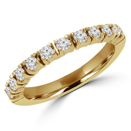 Round Cut Diamond Semi-Eternity 4-Prong Wedding Band Ring in Yellow Gold - #1617L-Y