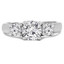Round Cut Diamond Three-Stone 4-Prong Engagement Trellis-Set Ring in White Gold - #1965L-2398L-2522L-W