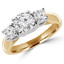 Round Cut Diamond Three-Stone 4-Prong Engagement Trellis-Set Ring in Yellow Gold - #1965L-2398L-2522L-Y