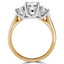 Round Cut Diamond Three-Stone 4-Prong Engagement Trellis-Set Ring in Yellow Gold - #1965L-2398L-2522L-Y