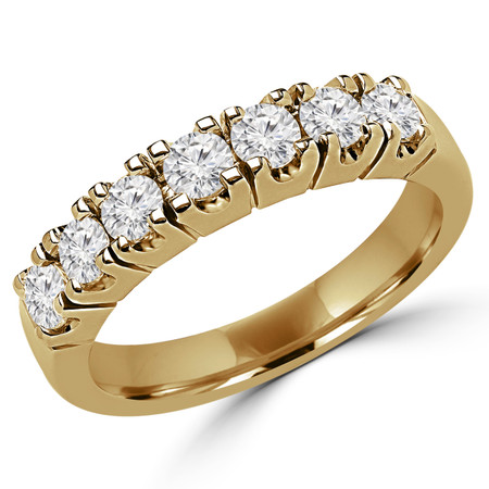 Round Cut Diamond Semi-Eternity 4-Prong Wedding Band Ring in Yellow Gold - #2212L-Y