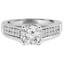 Round Cut Diamond Multi-Stone 4-Prong Cathedral & Trellis-Set Engagement Ring with Round Diamond Pave Accents in White Gold - #2132L-W