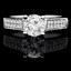 Round Cut Diamond Multi-Stone 4-Prong Cathedral & Trellis-Set Engagement Ring with Round Diamond Pave Accents in White Gold - #2132L-W